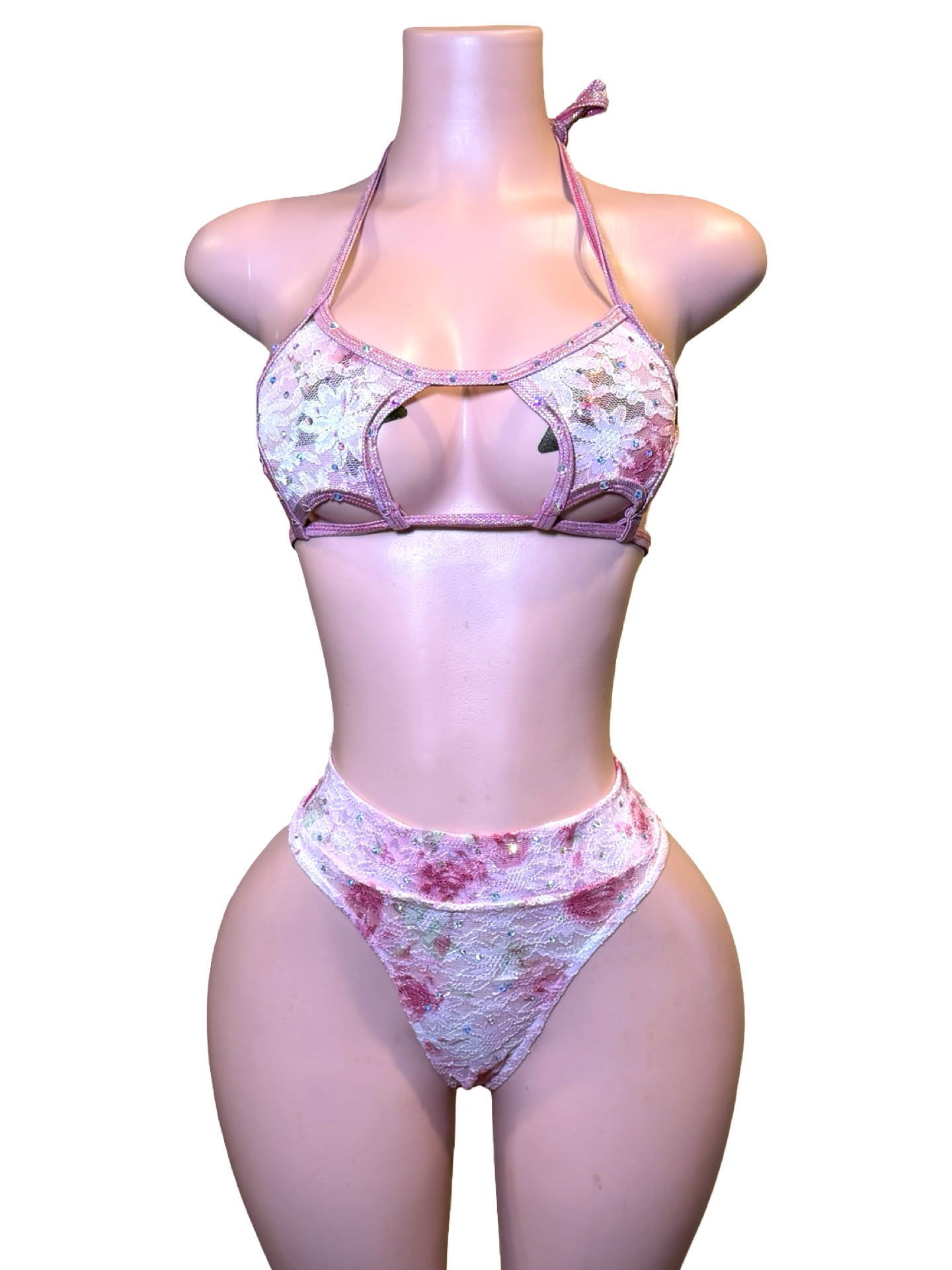 Rose Lace Cutout Bikini Set