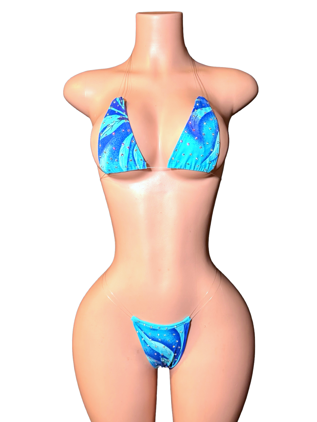 Blue Lagoon Rhinestone Bikini - Front view