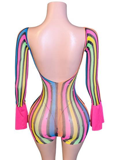 Neon Waves Romper