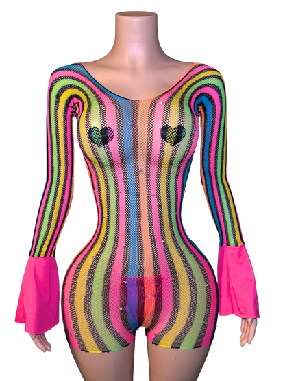Neon Waves Romper