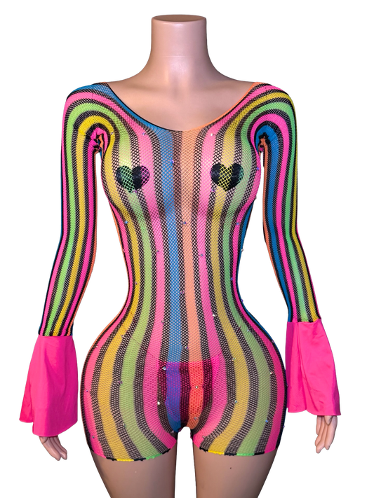 Neon Waves Romper