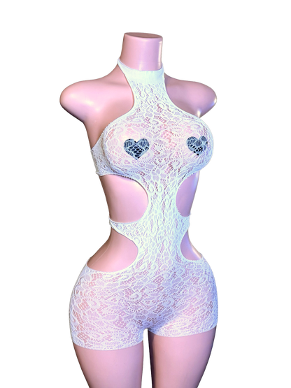 Cutout Lace Romper - White