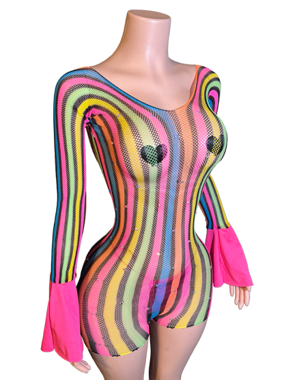 Neon Waves Romper
