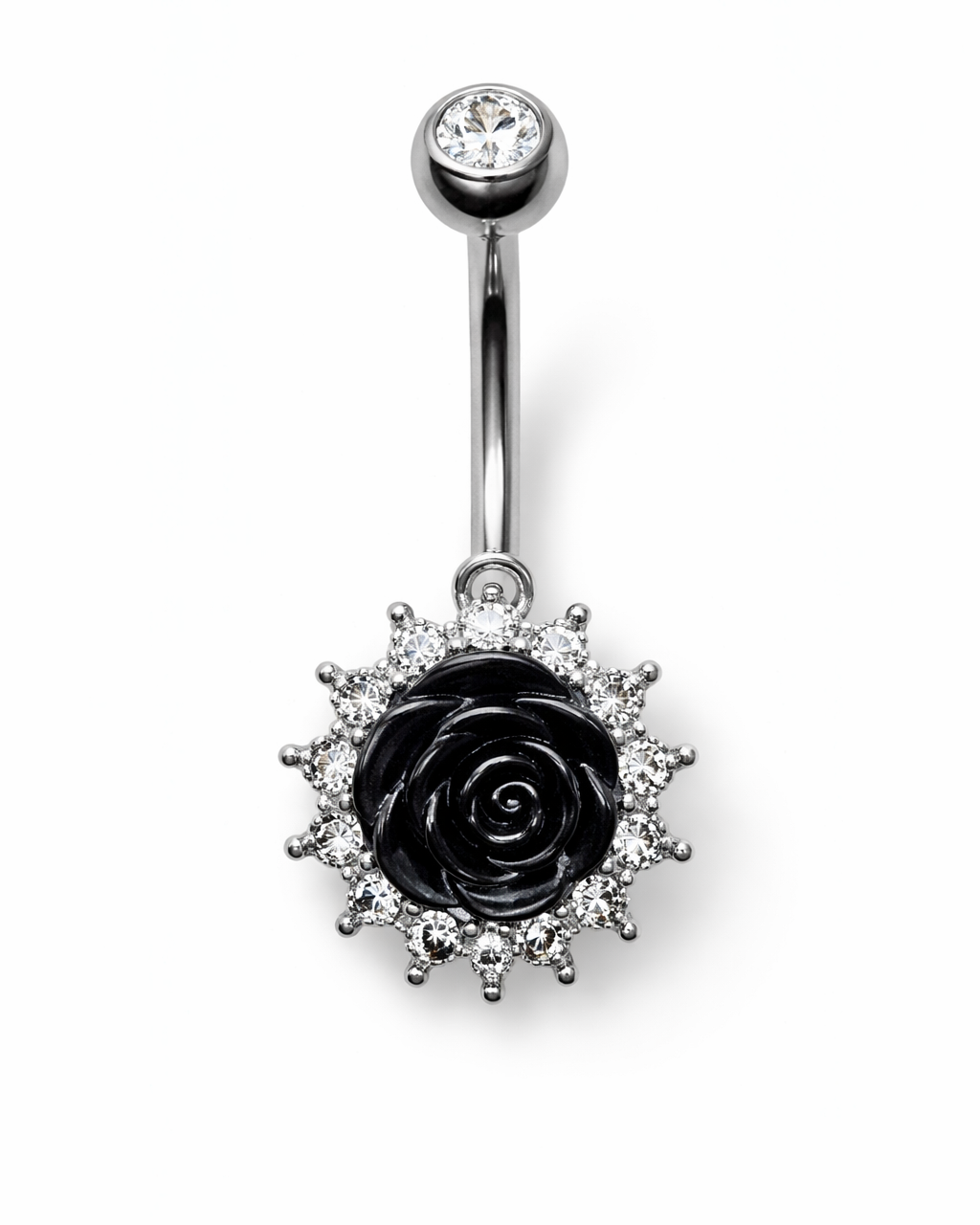 Black Rose Belly Ring