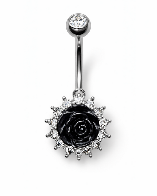 Black Rose Belly Ring