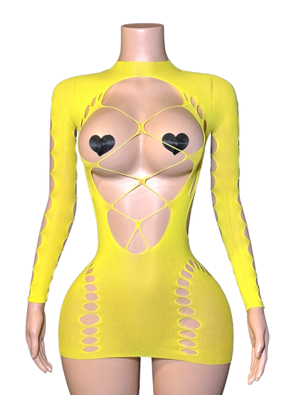 Pop Out Dress - Yellow