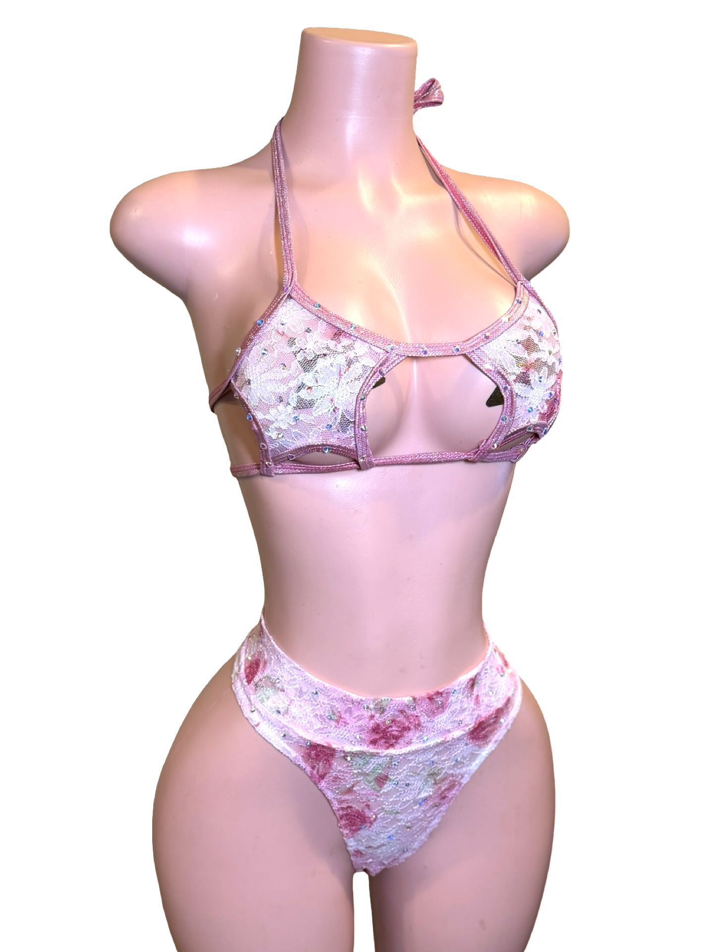 Rose Lace Cutout Bikini Set