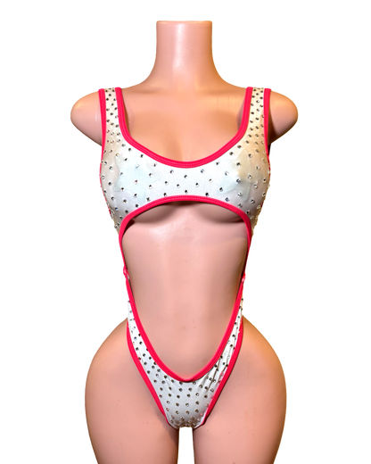 Rhinestone Cutout Bodysuit