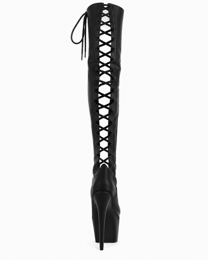 Matte Thigh High Black Boots