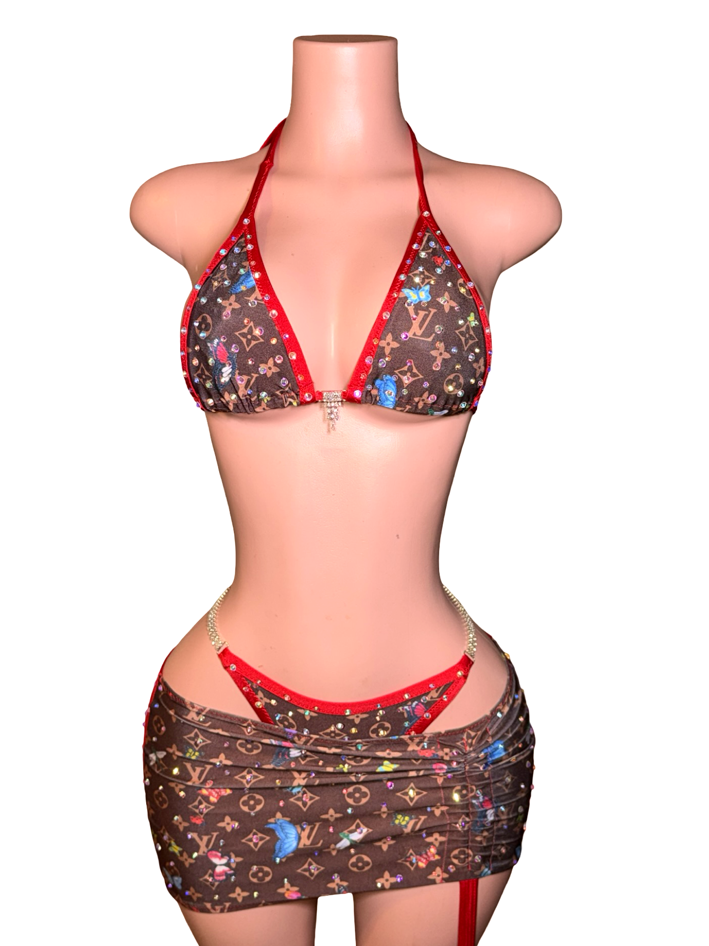 LV Butterfly Diamond Skirt Set