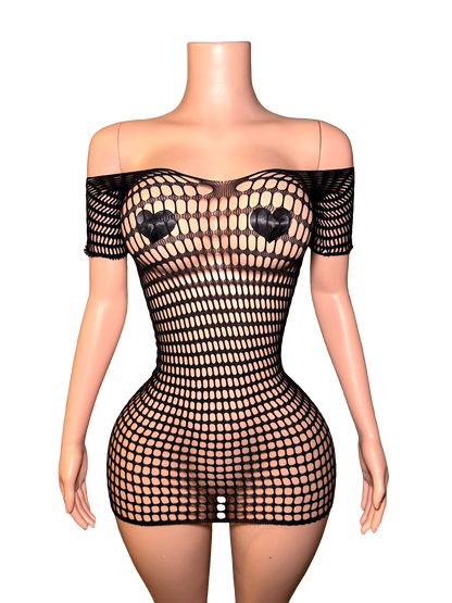 Off Shoulder Net Dress