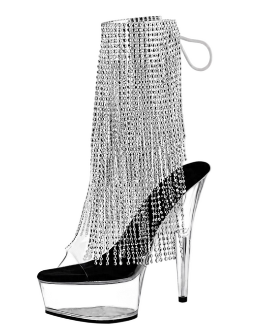 Diamond Fringe Clear Heels