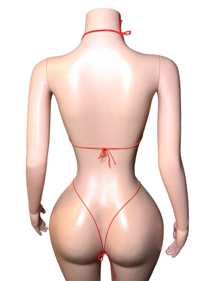 Red Leather Micro Bikini