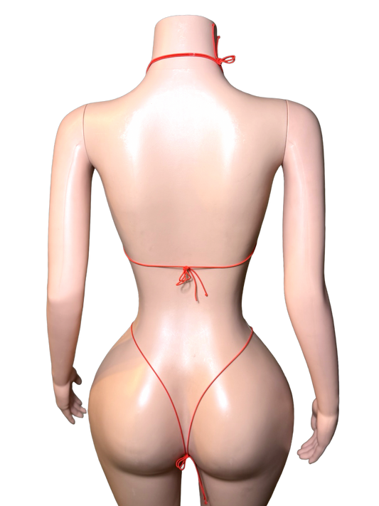 Red Leather Micro Bikini