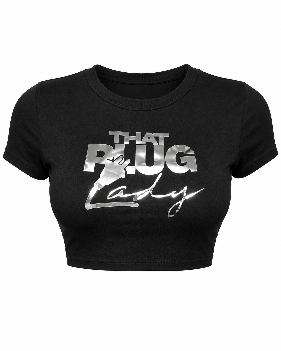 TPL Money Talk Crop Top - Black & Silver