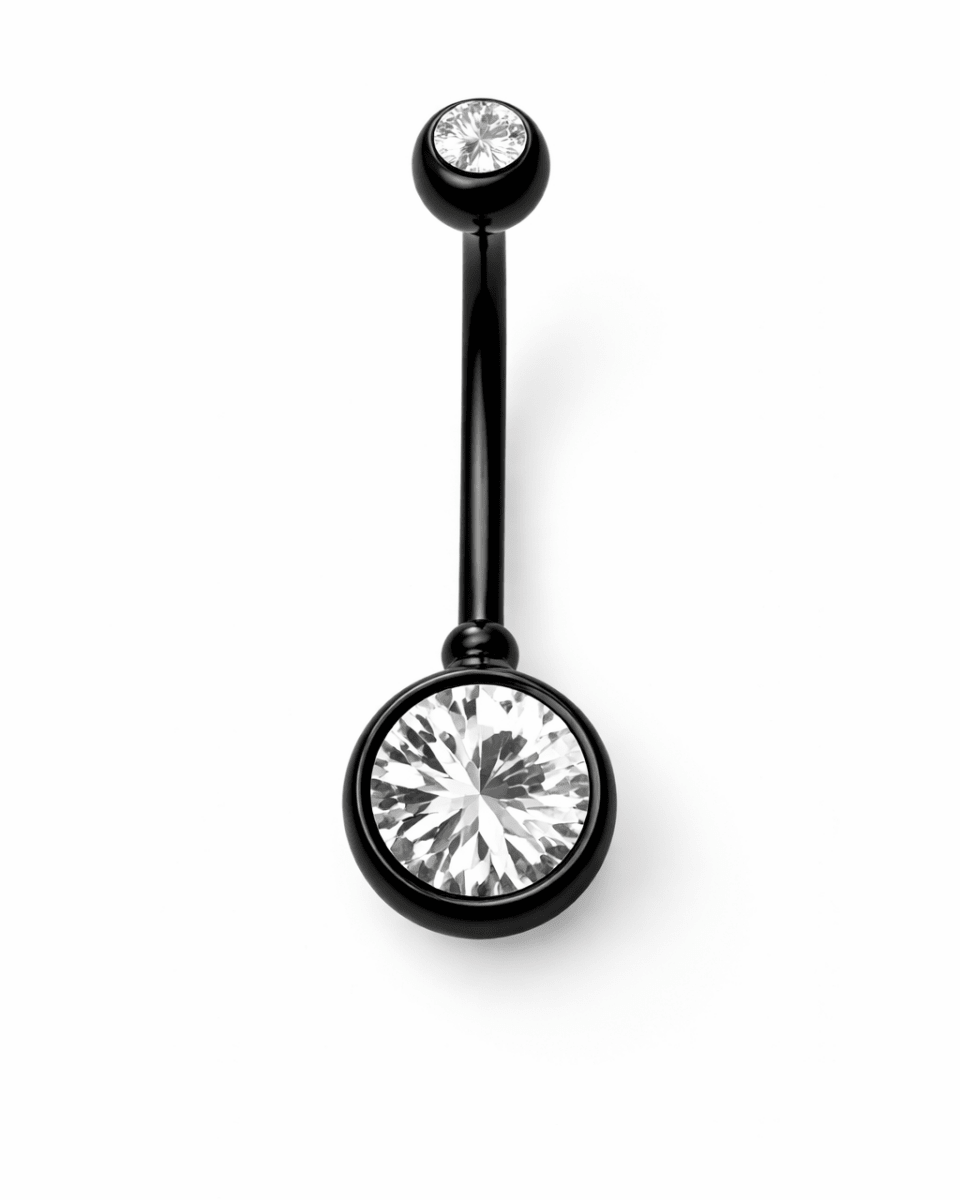Black Crystal Belly Ring - That Plug Lady