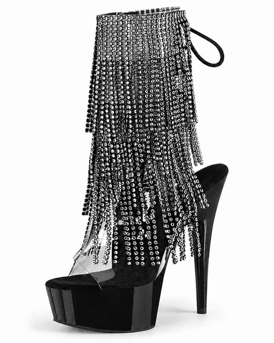 Diamond Fringe Black Heels - That Plug Lady