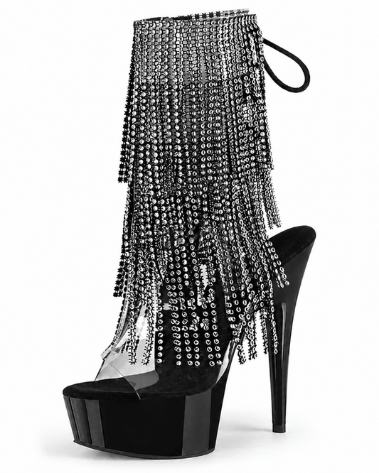 Diamond Fringe Black Heels - That Plug Lady