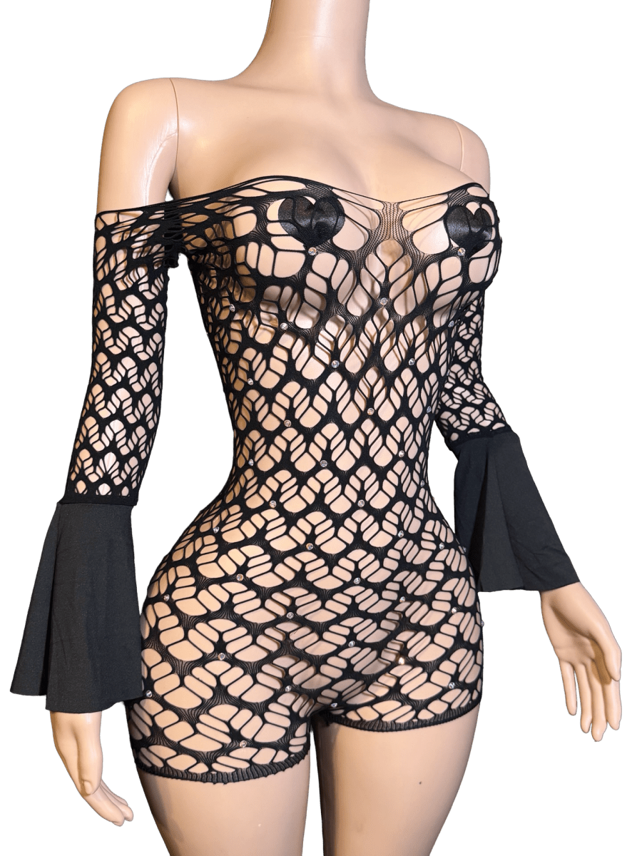Honey Comb Romper - Black - That Plug Lady