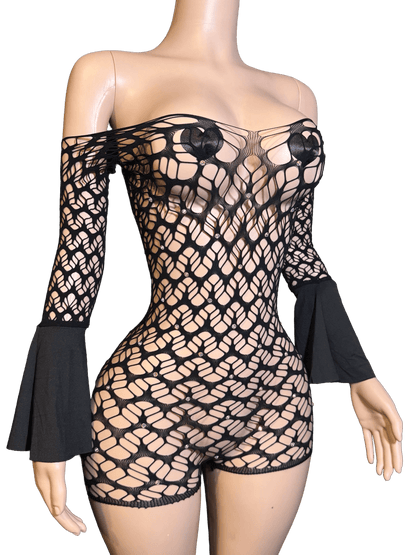 Honey Comb Romper - Black - That Plug Lady