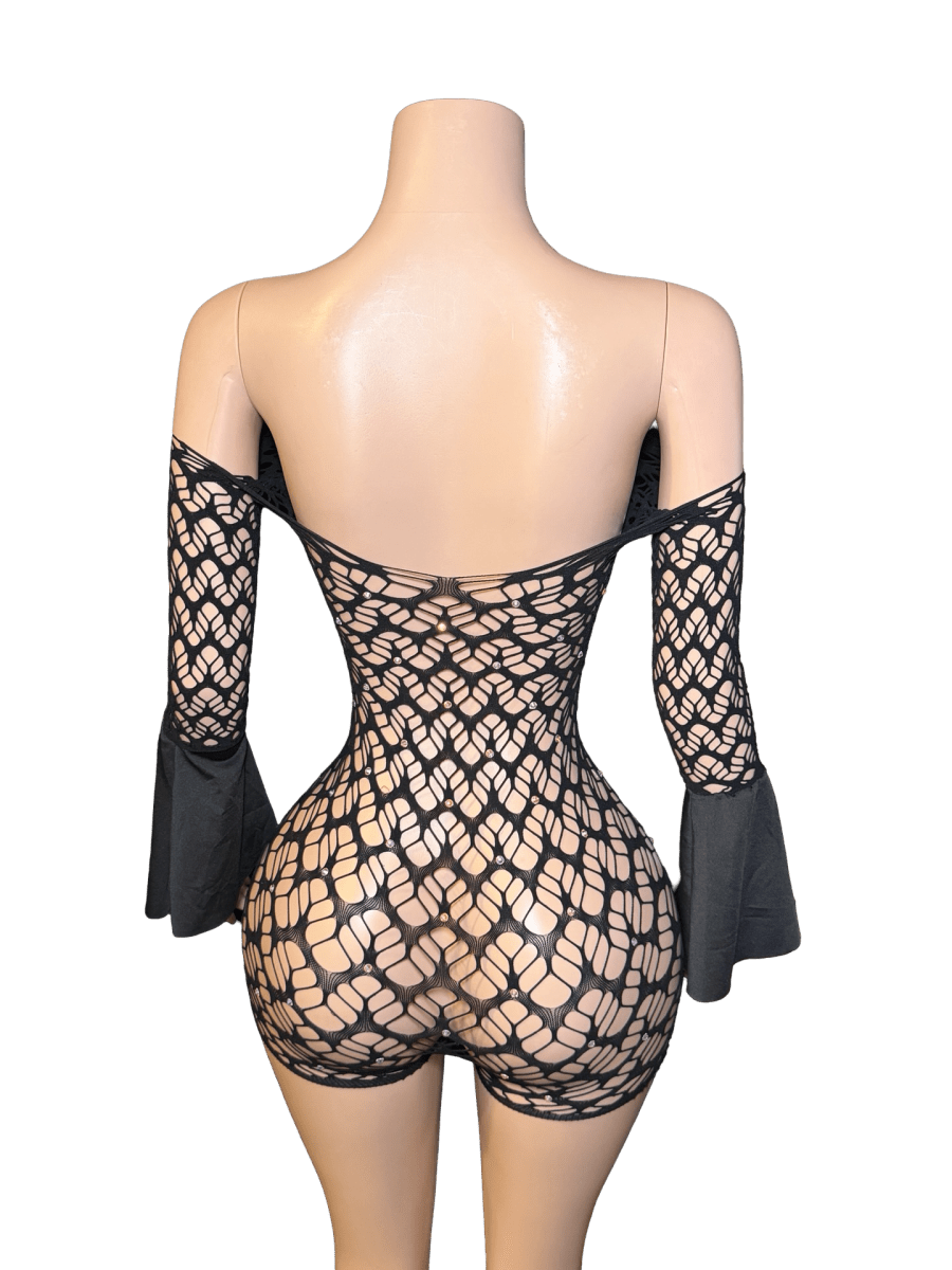 Honey Comb Romper - Black - That Plug Lady