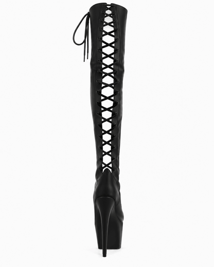 Matte Thigh High Black Boots - That Plug Lady