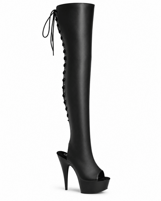 Matte Thigh High Black Boots - That Plug Lady
