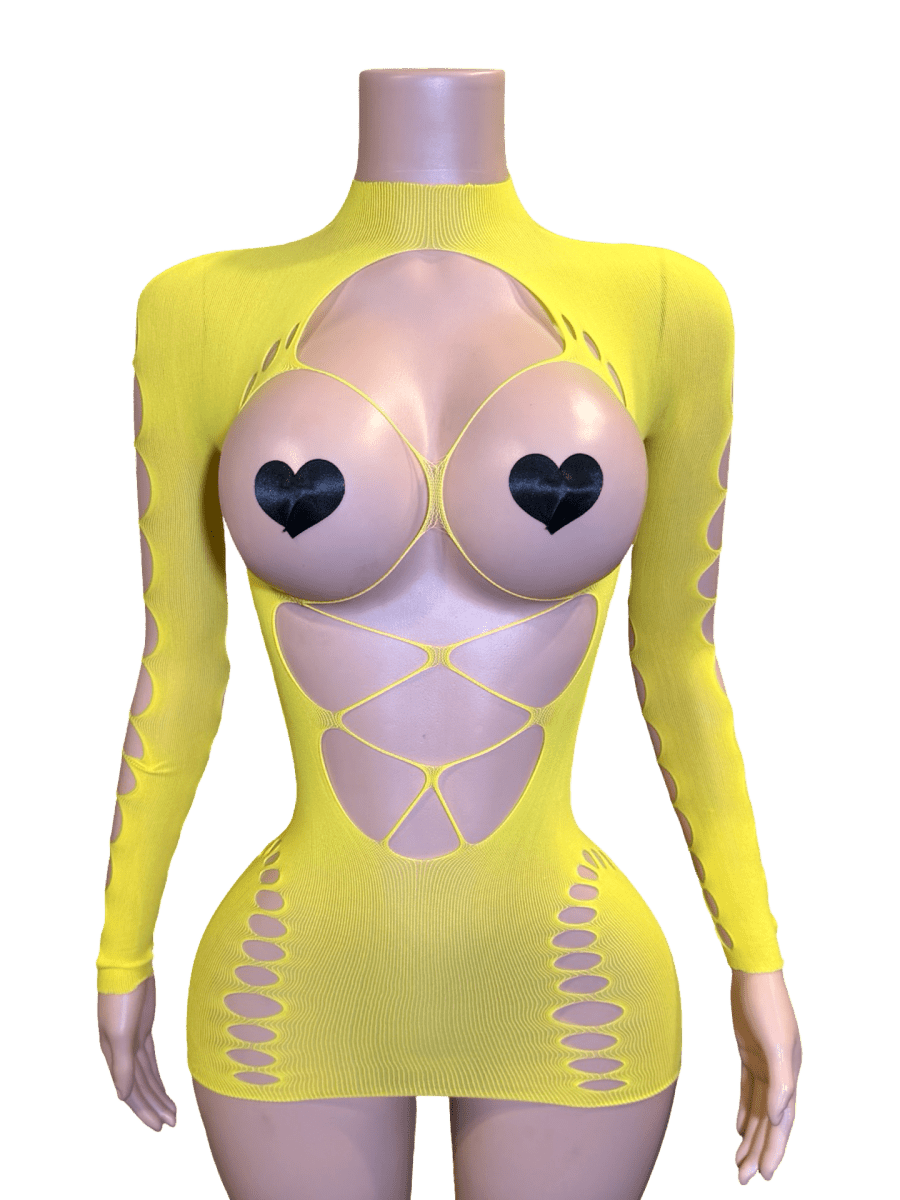 Pop Out Dress - Yellow - That Plug Lady