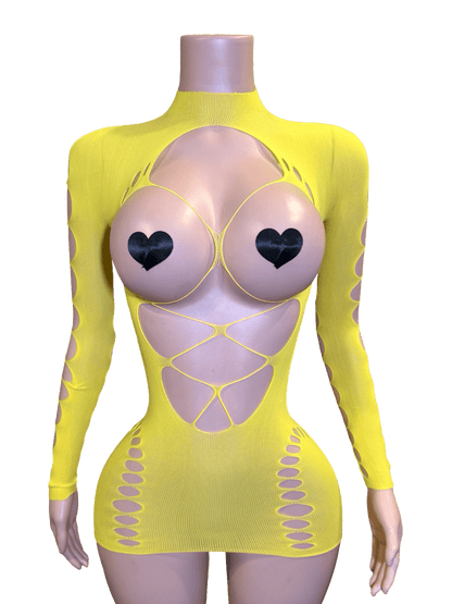 Pop Out Dress - Yellow - That Plug Lady