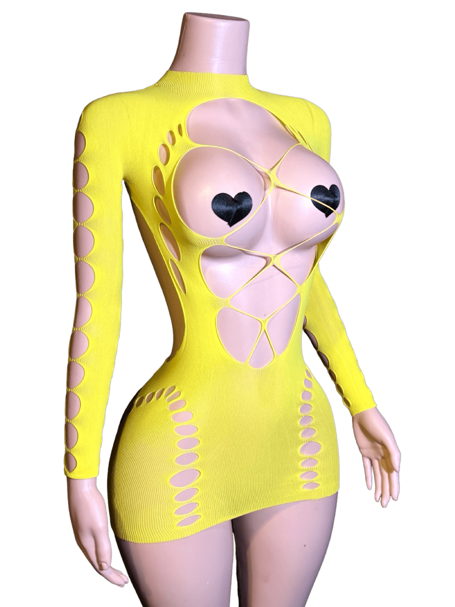 Pop Out Dress - Yellow - That Plug Lady
