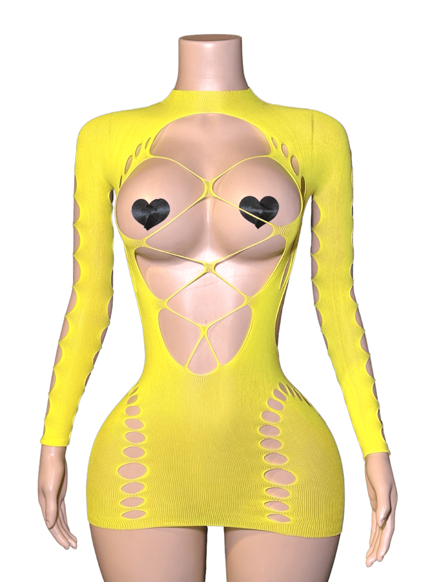 Pop Out Dress - Yellow - That Plug Lady