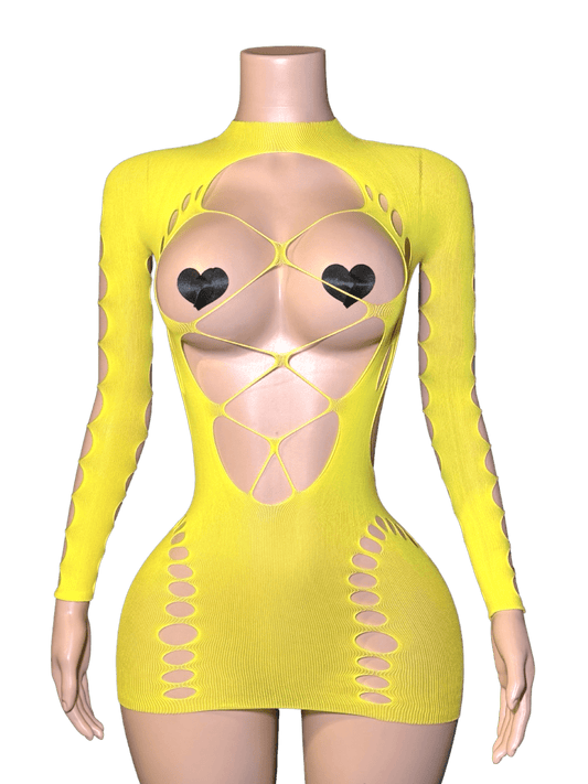 Pop Out Dress - Yellow - That Plug Lady