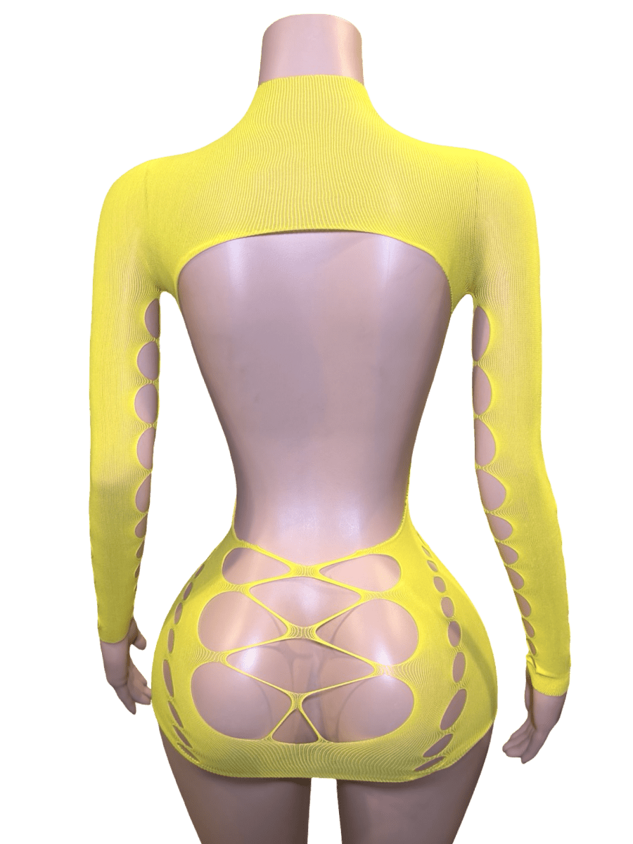 Pop Out Dress - Yellow - That Plug Lady