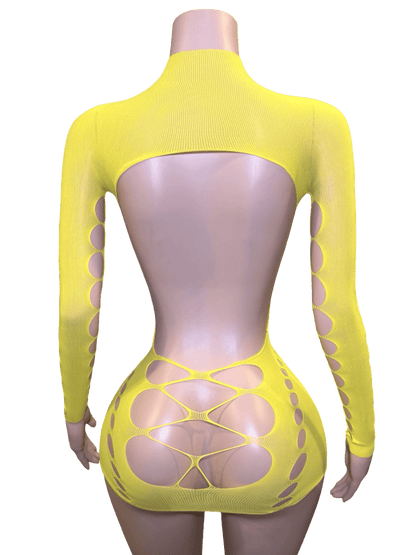 Pop Out Dress - Yellow - That Plug Lady