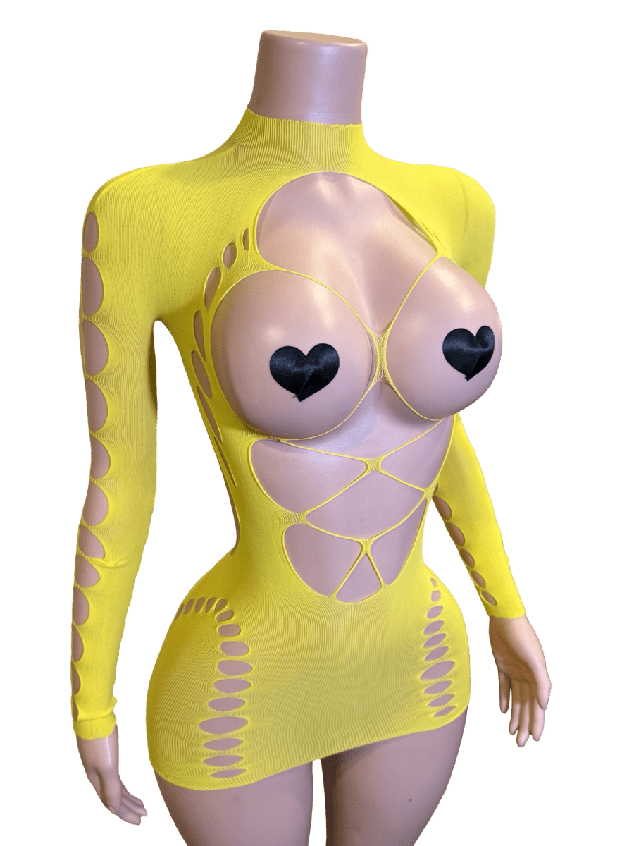 Pop Out Dress - Yellow - That Plug Lady