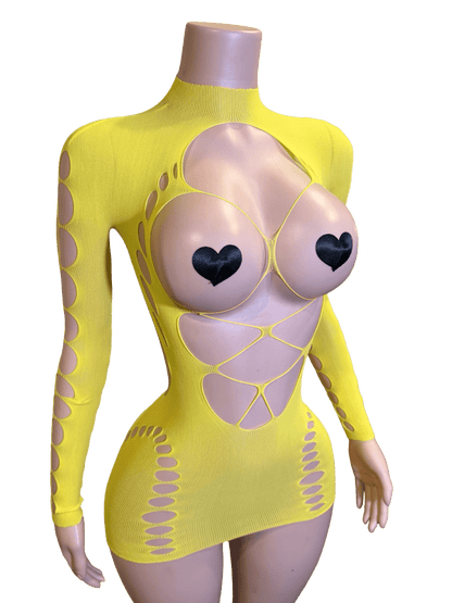 Pop Out Dress - Yellow - That Plug Lady