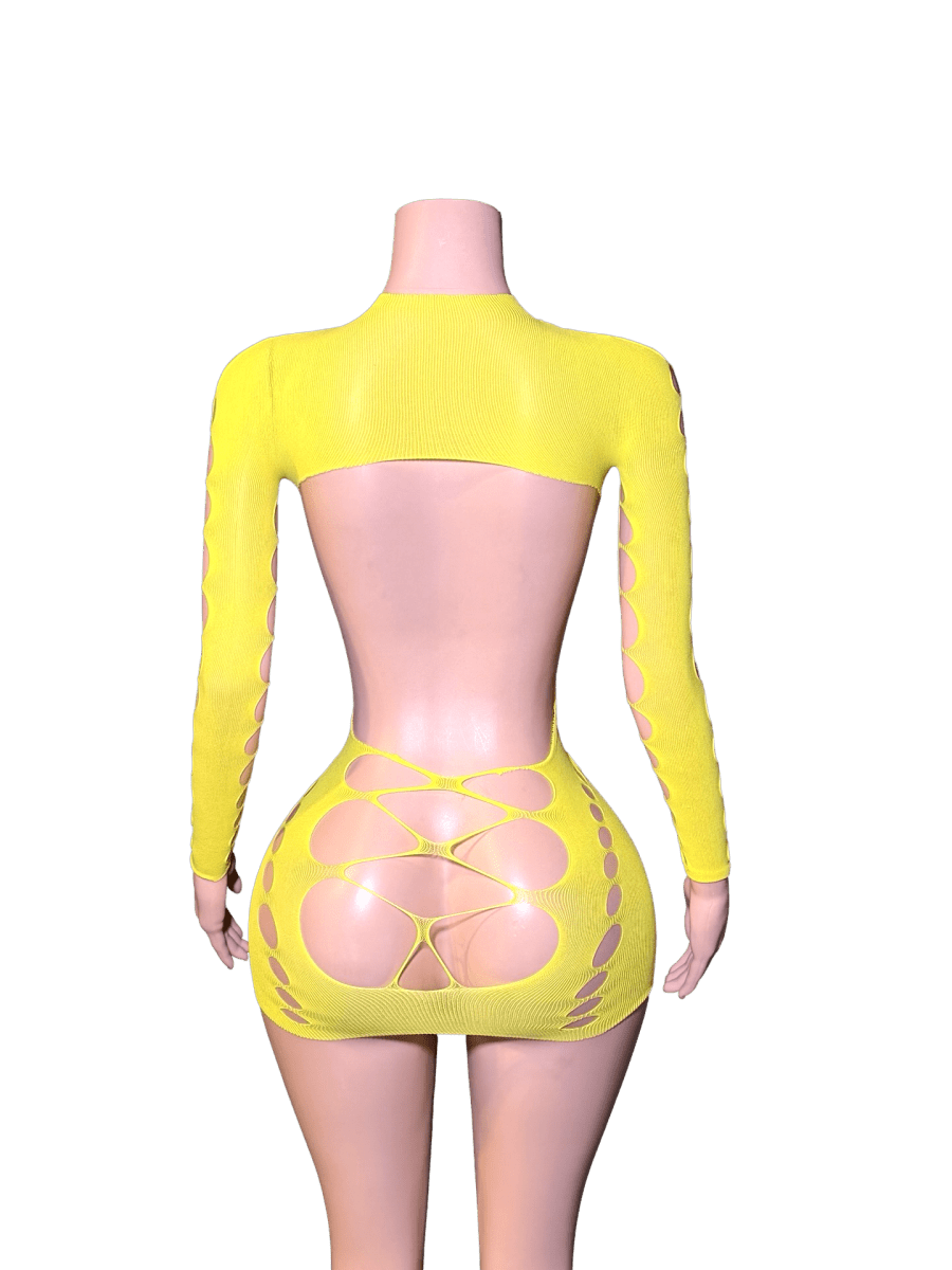 Pop Out Dress - Yellow - That Plug Lady