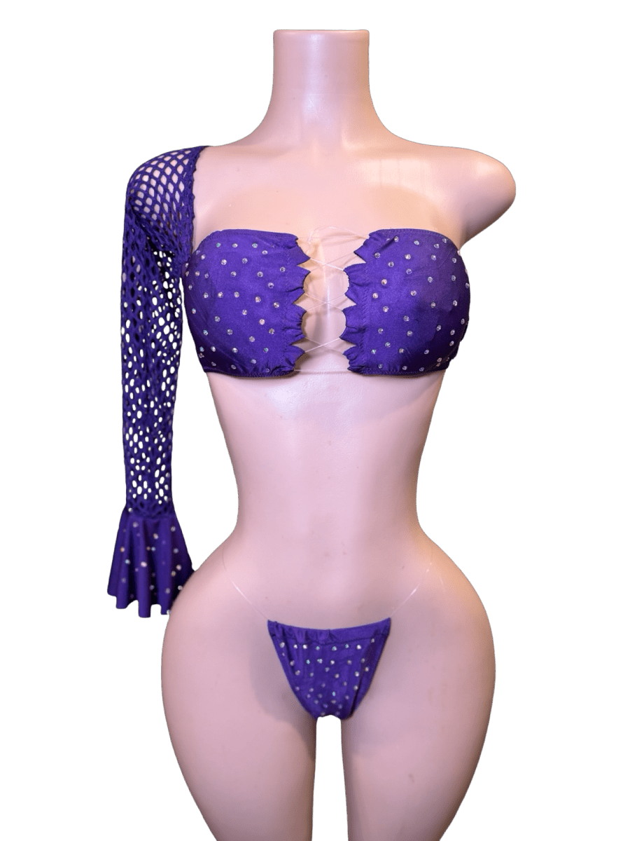 Purple Reign Mesh Rhinestone Set - That Plug Lady