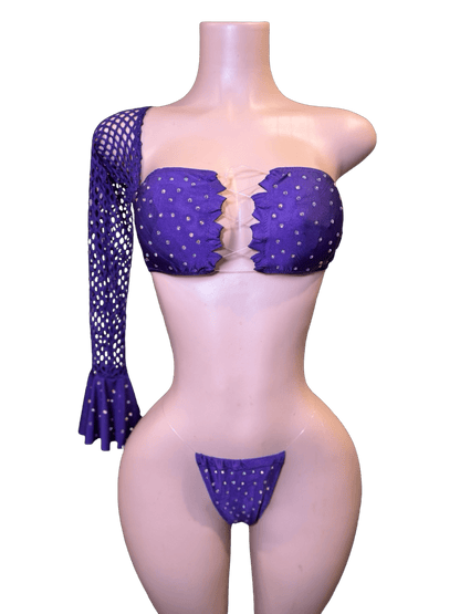 Purple Reign Mesh Rhinestone Set - That Plug Lady
