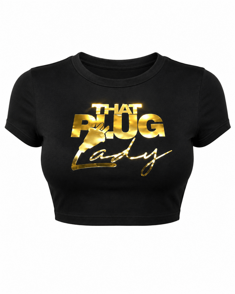 TPL Money Talk Crop Top - Black & Gold - That Plug Lady
