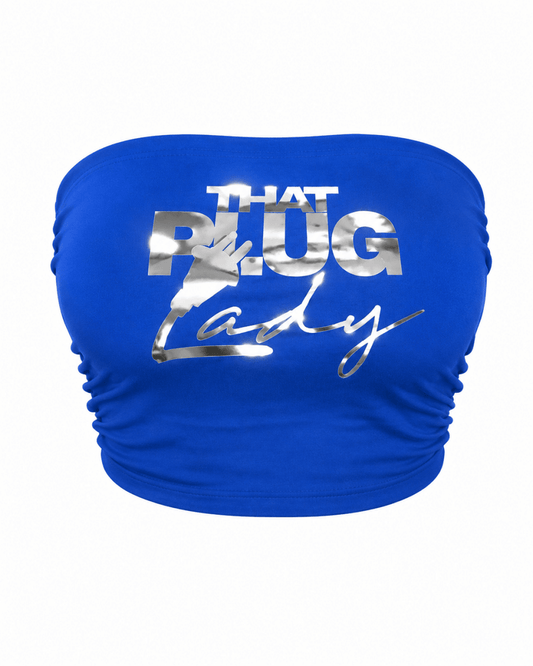 TPL Money Talk Tube Top - Blue & Silver - That Plug Lady