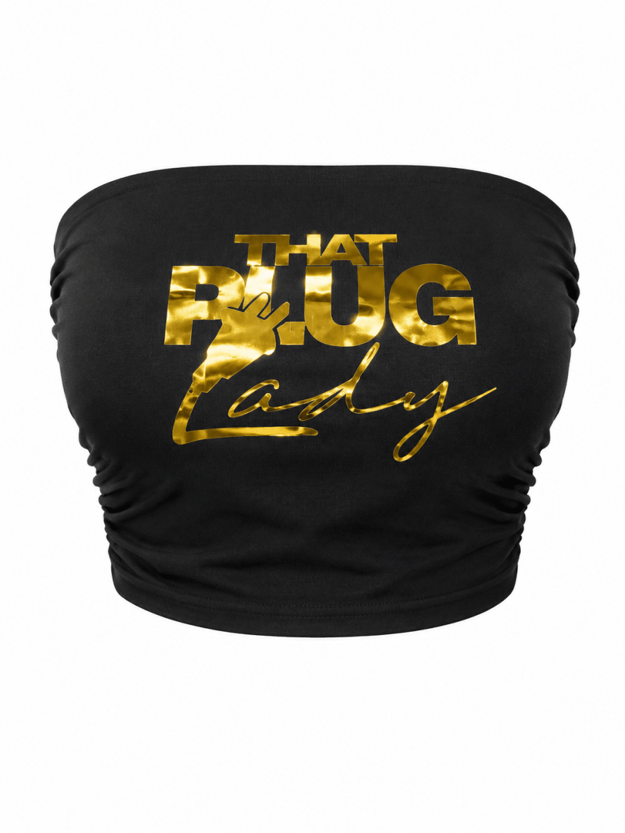 TPL Money Talks Tube Top - Black & Gold - That Plug Lady