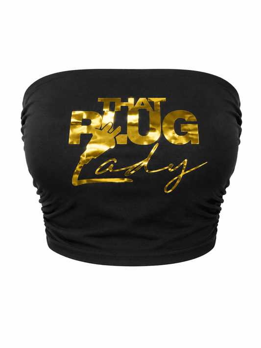 TPL Money Talks Tube Top - Black & Gold - That Plug Lady